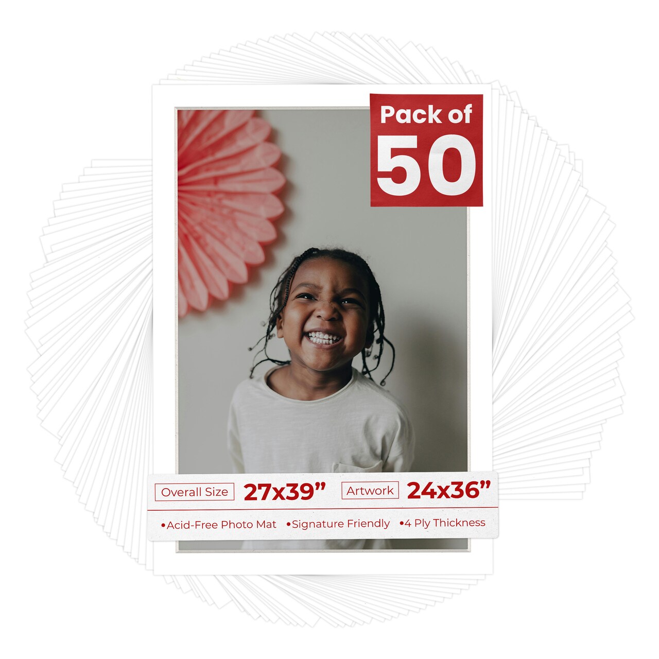 Textured White Mat Board for 27x39 Frames - Fits 24x36 Photos